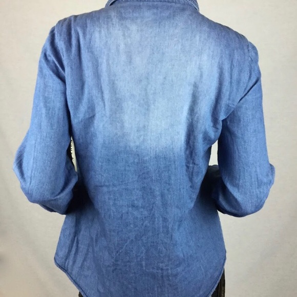 Practical Denim light blue stonewashed warm lining Women’s shirt front opening - Picture 3 of 9